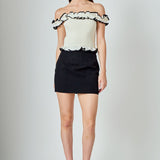 Marina Off the Shoulder Ruffle Smocked Top