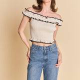 Marina Off the Shoulder Ruffle Smocked Top
