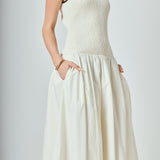 Estelle Drop waist Smocked Bodice Midi Dress