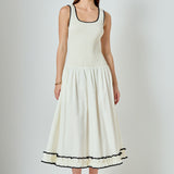 Estelle Drop waist Smocked Bodice Midi Dress