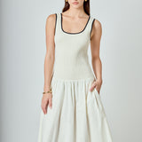 Estelle Drop waist Smocked Bodice Midi Dress