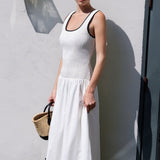 Estelle Drop waist Smocked Bodice Midi Dress