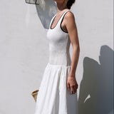 Estelle Drop waist Smocked Bodice Midi Dress