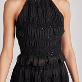 Chiffon Gathered Sequins Halter Top