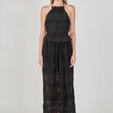 Gathered Chiffon Sequined Halter Top