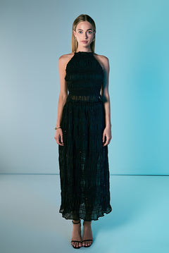 Gathered Chiffon Sequined Halter Top