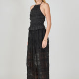 Gathered Chiffon Sequined Halter Top
