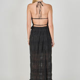 Gathered Chiffon Sequined Halter Top
