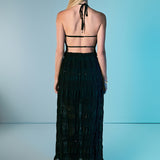 Gathered Chiffon Sequined Halter Top