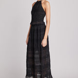 Chiffon Gathered Sequins Halter Top