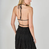Gathered Chiffon Sequined Halter Top