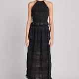Chiffon Gathered Sequins Maxi Skirt