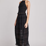 Chiffon Gathered Sequins Maxi Skirt
