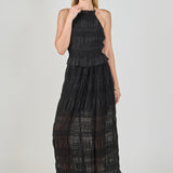 Gathered Chiffon Sequined Maxi Skirt