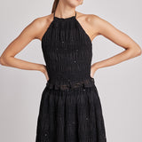 Chiffon Gathered Sequins Maxi Skirt