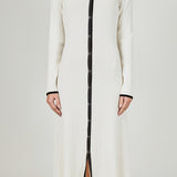 Valerie Contrast Buttoned Sweater Knit Midi Dress