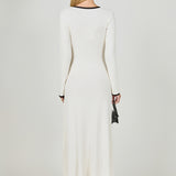 Valerie Contrast Buttoned Sweater Knit Midi Dress