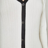 Valerie Contrast Buttoned Sweater Knit Midi Dress