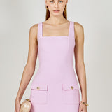 Square Neck Tweed Mini Dress