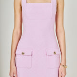 Square Neck Tweed Mini Dress