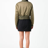 Cropped Satin Effect Bomber Jacket