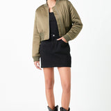 Cropped Satin Effect Bomber Jacket