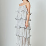 Wired Polka Dot Tiered Maxi Dress