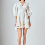 Embroidered Half Sleeve Mini Dress