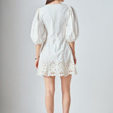 Embroidered Half Sleeve Mini Dress