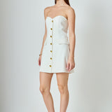 Strapless Buttoned Mini Dress
