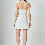 Strapless Buttoned Mini Dress