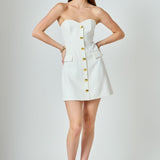 Strapless Buttoned Mini Dress