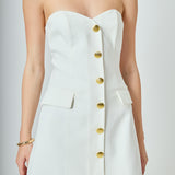 Strapless Buttoned Mini Dress