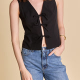 Front Bow Tie Stretch Top