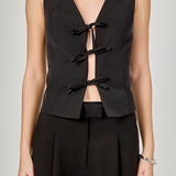 Front Bow Tie Stretch Top