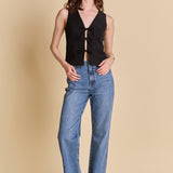 Front Bow Tie Stretch Top