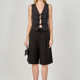 Front Bow Tie Stretch Top