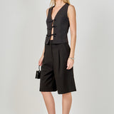 Front Bow Tie Stretch Top