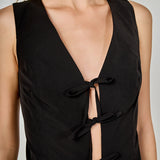 Front Bow Tie Stretch Top