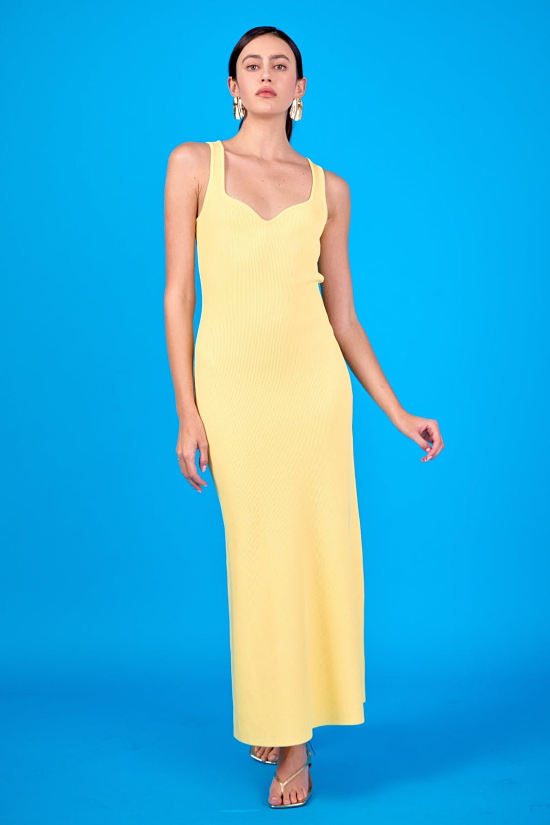 Kendall Sweetheart Neckline Ribbed Knit Maxi Endless Rose Kendall Sweetheart Neckline Ribbed Knit Maxi Endless Rose