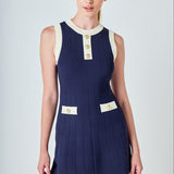 Contrast Knit Mini Dress