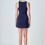 Contrast Knit Mini Dress