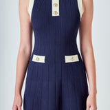 Contrast Knit Mini Dress