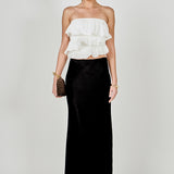 Mixed Media Ruffled Strapless Top