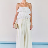 Mixed Media Ruffled Strapless Top