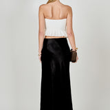 Mixed Media Ruffled Strapless Top