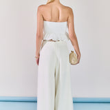 Mixed Media Ruffled Strapless Top