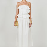 Mixed Media Strapless Maxi Dress