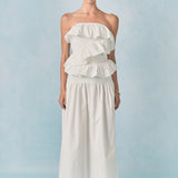 Mixed Media Strapless Maxi Dress
