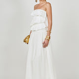 Mixed Media Strapless Maxi Dress
